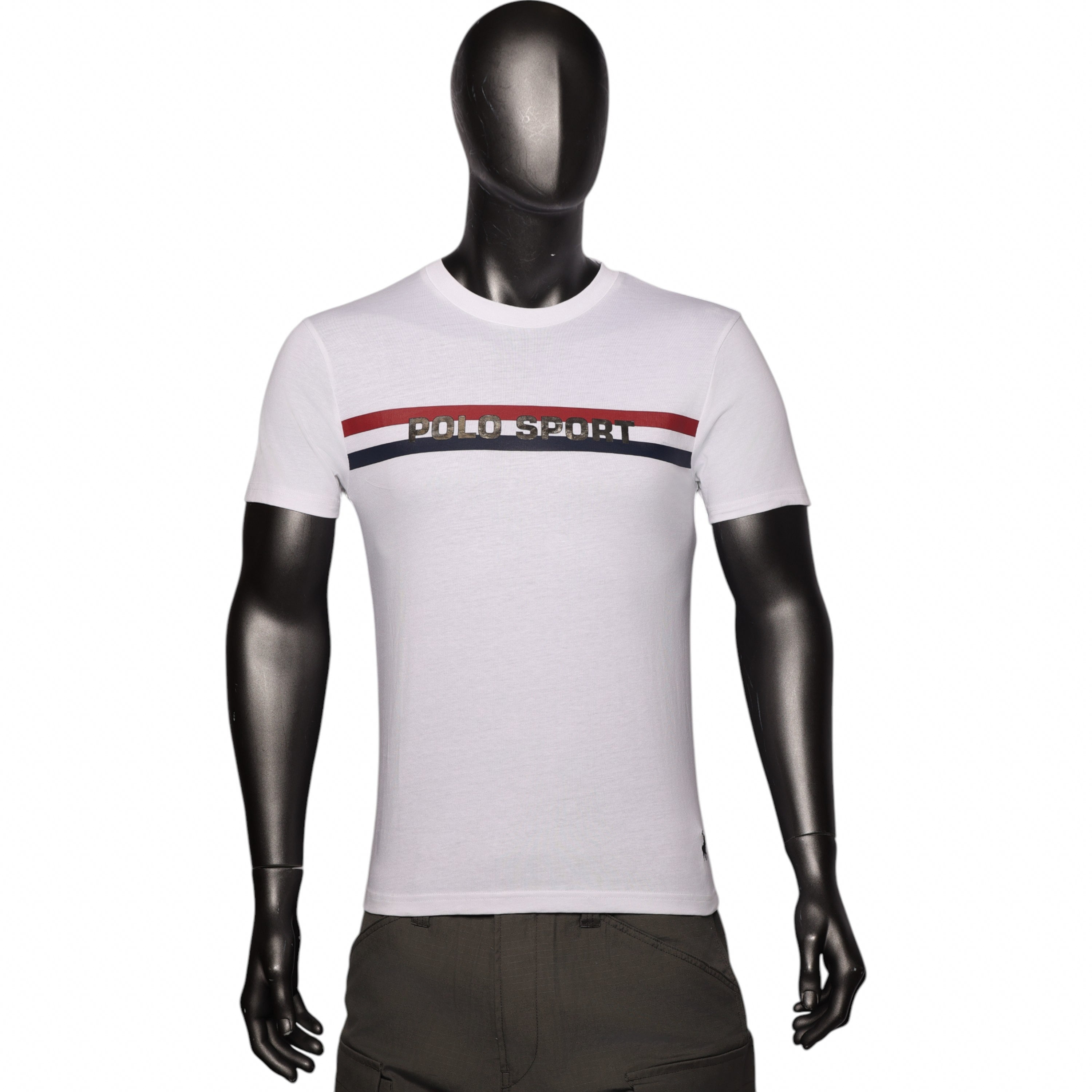 Polo T-Shirt Sport Stripe Print White